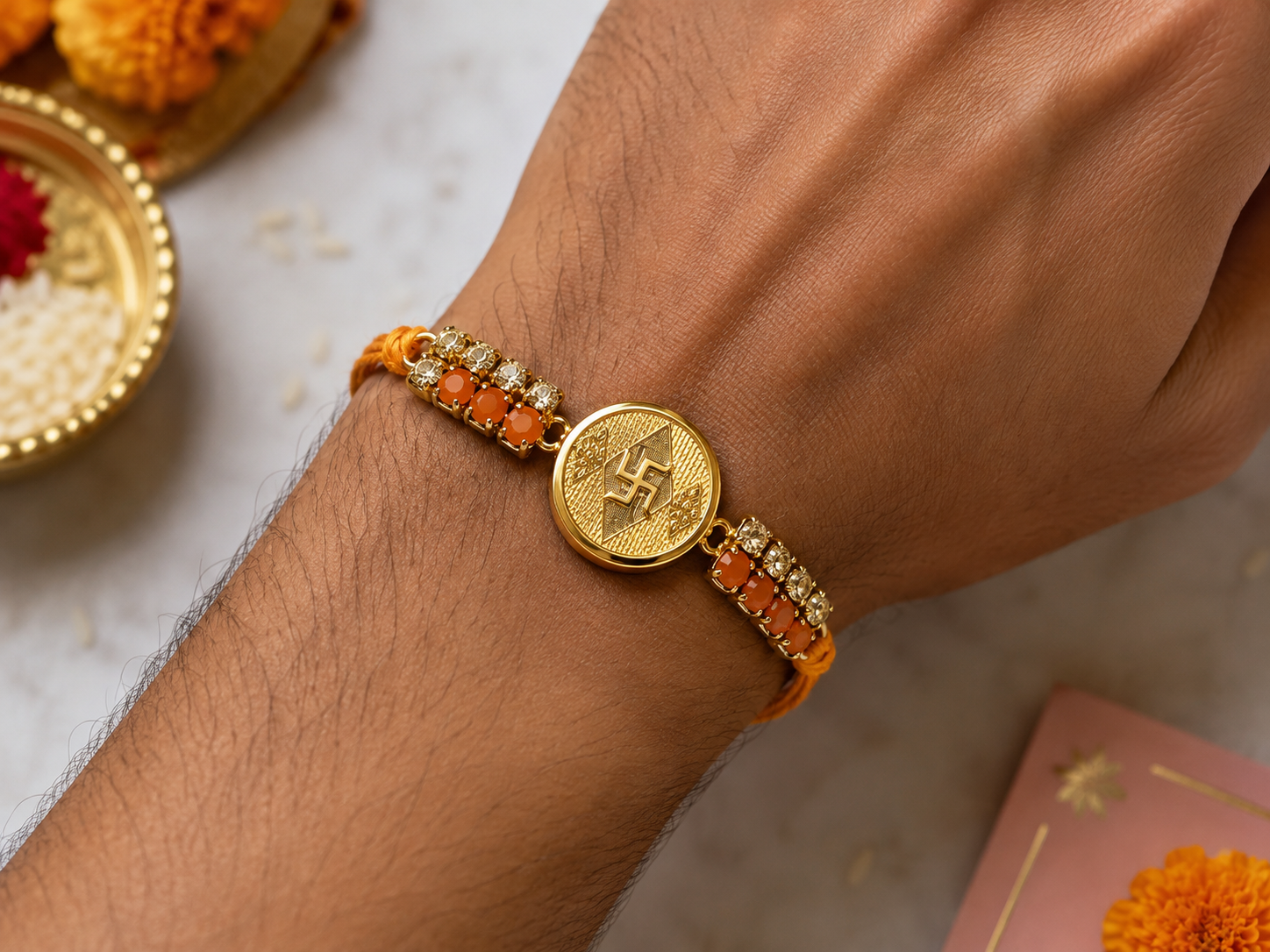NR-08 Auspicious Swastik Rakhi — image 1