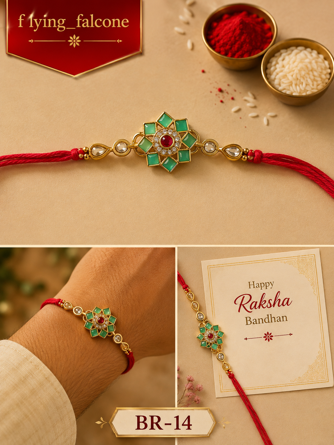 Elegant Floral Designer Rakhi – BR-14 — image 1