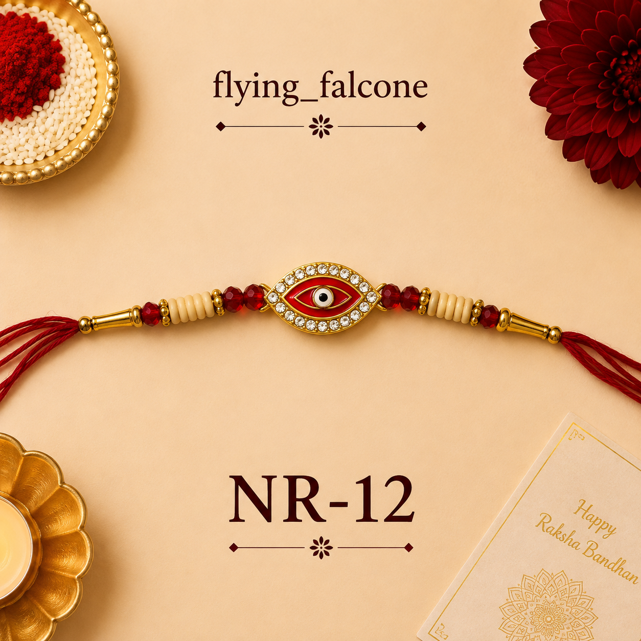 NR-12 – Red Eye Elegance Rakhi