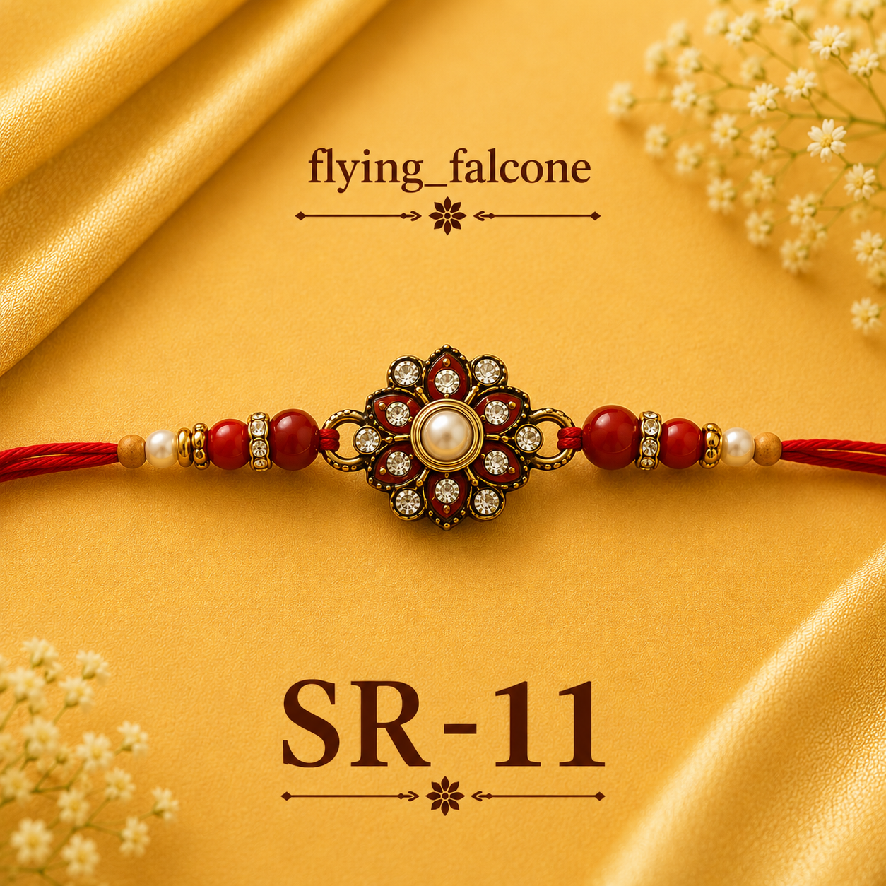 SR-11 Traditional Designer Pearl  Rakhi