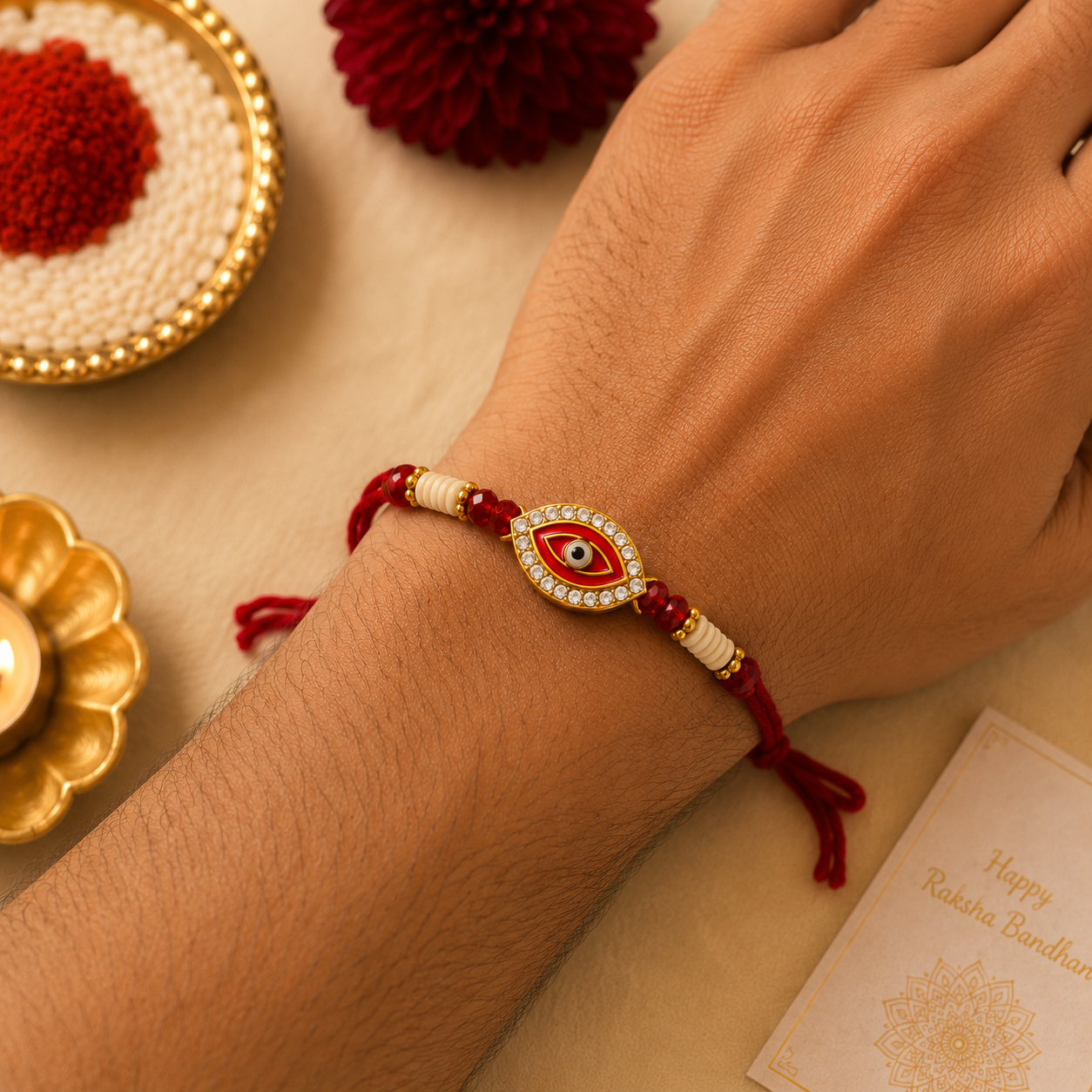 NR-12 – Red Eye Elegance Rakhi — image 1