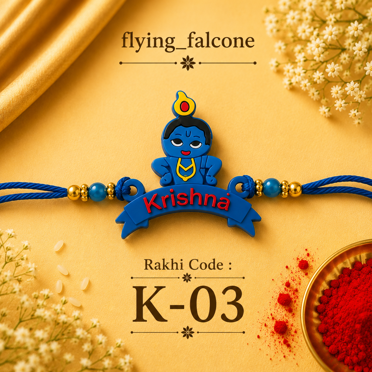 K-03 | Premium Bal Krishna Kids Rakhi 