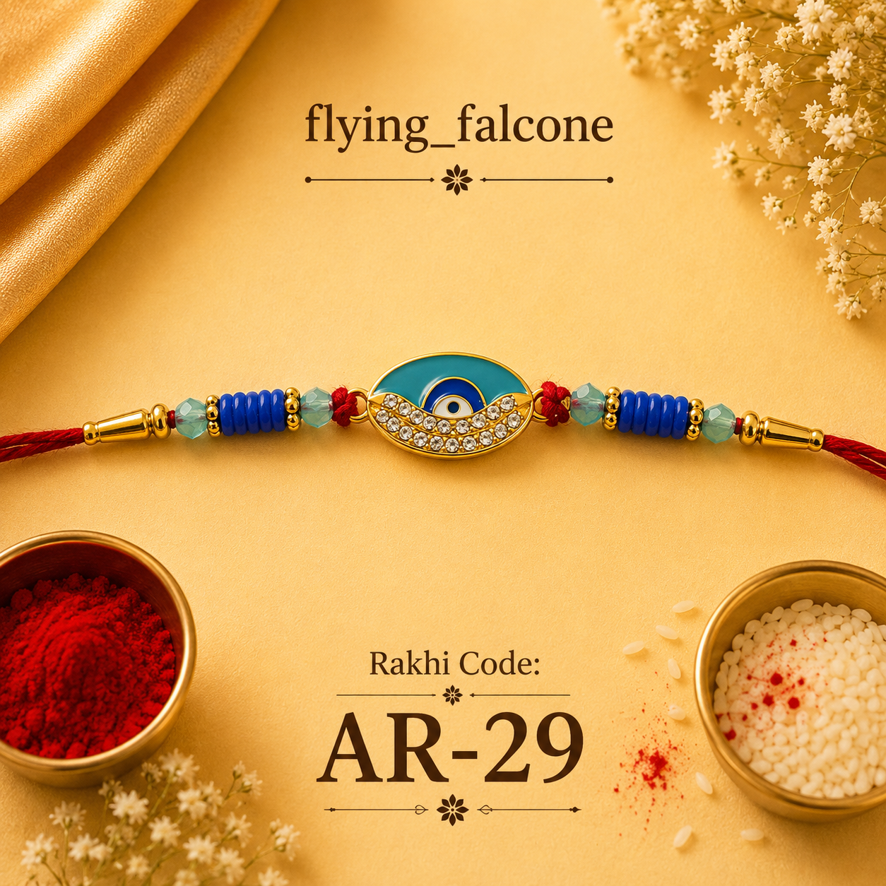 AR-29 | Premium Evil Eye Crystal Designer Rakhi | 