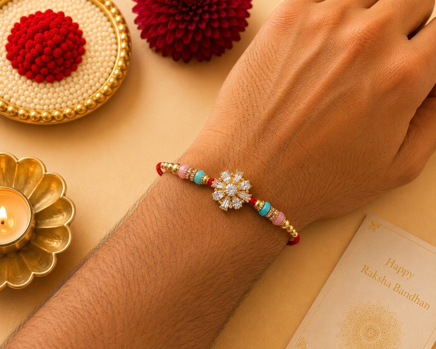 NR-19 – Crystal Flower Rakhi — image 1