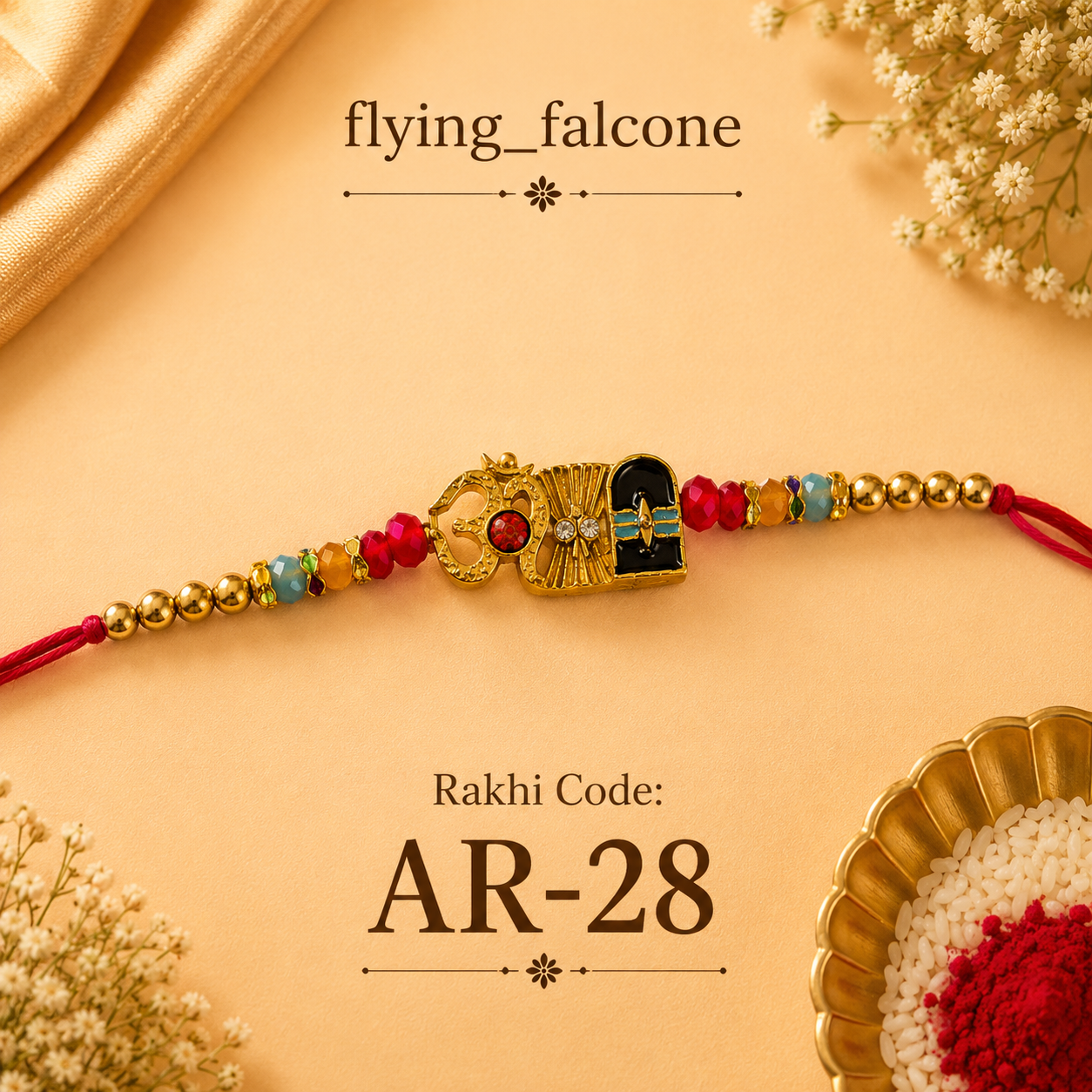 AR-28  | Premium Om & Shivling Designer Rakhi |