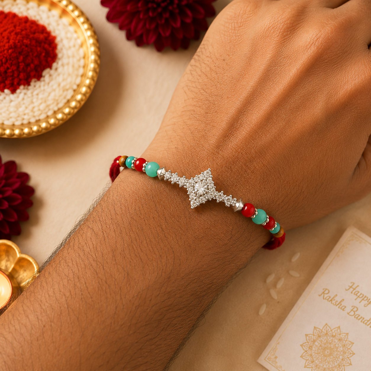 NR-11 – Silver Diamond Rakhi — image 1