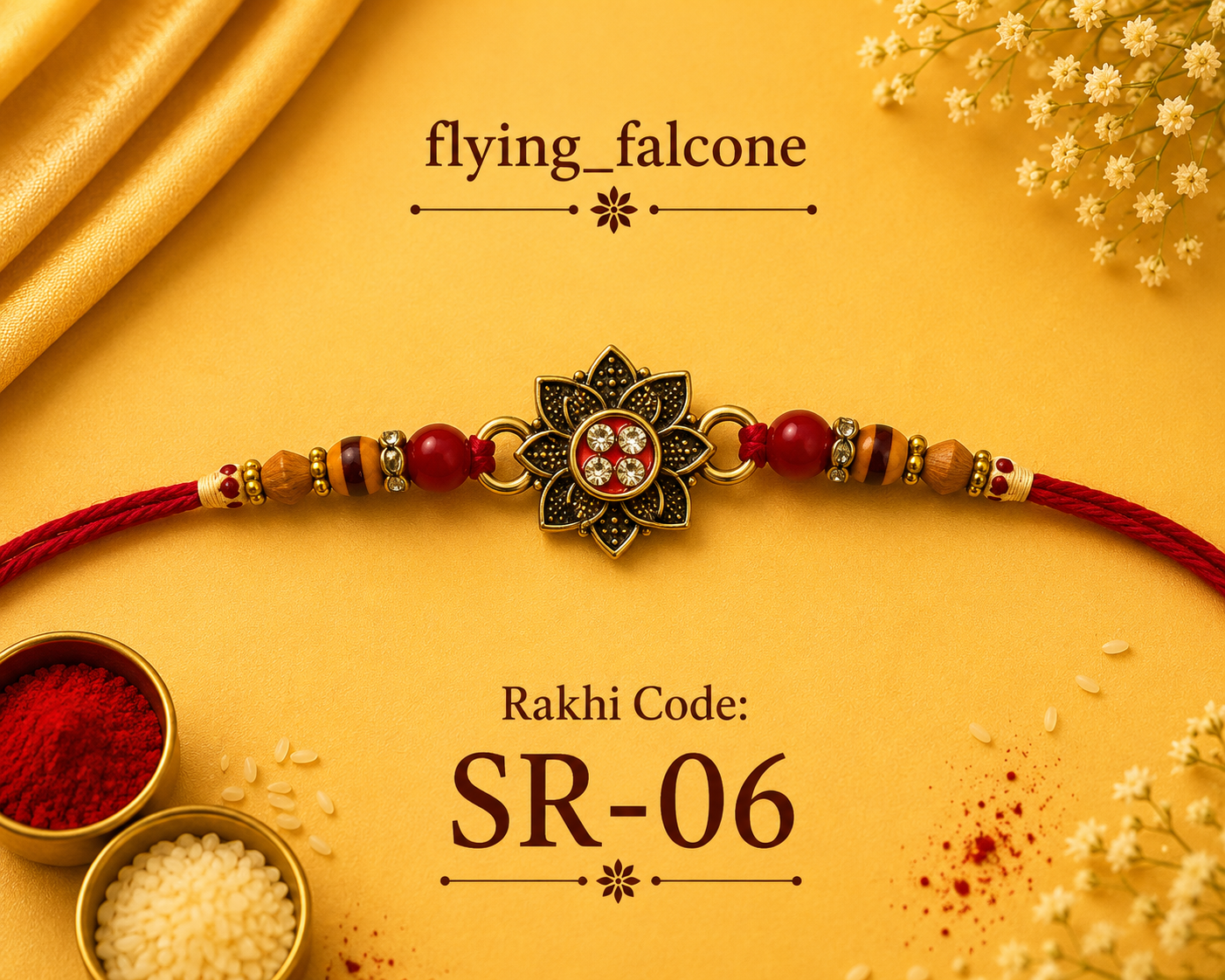 SR-06 | Floral Crystal Designer Rakhi 