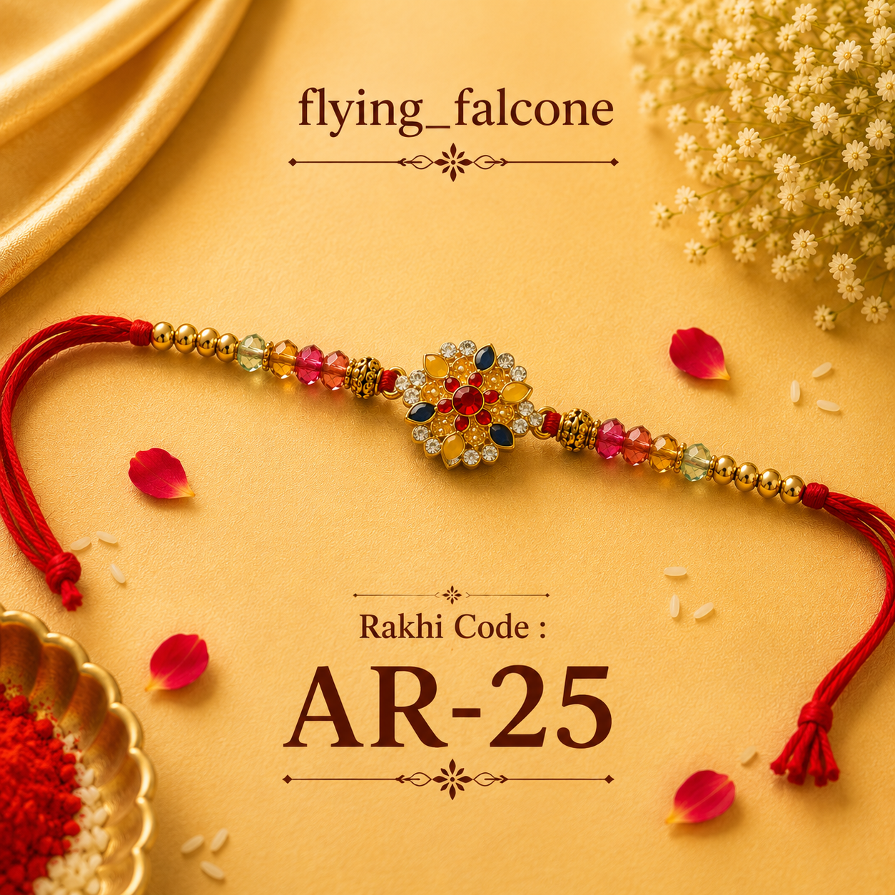 AR-25 | Multicolour Stone Raksha Bandhan Rakhi 